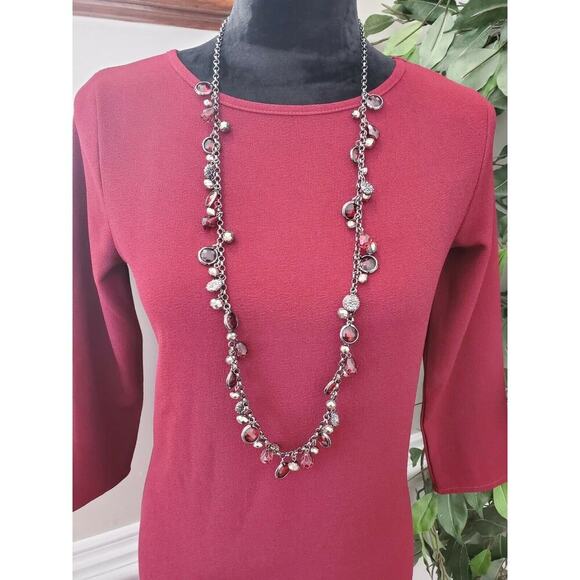 Boohoo Women Burgundy Polyester Round Neck Long Sleeve Long Maxi Dress Size 8 - Picture 2 of 11